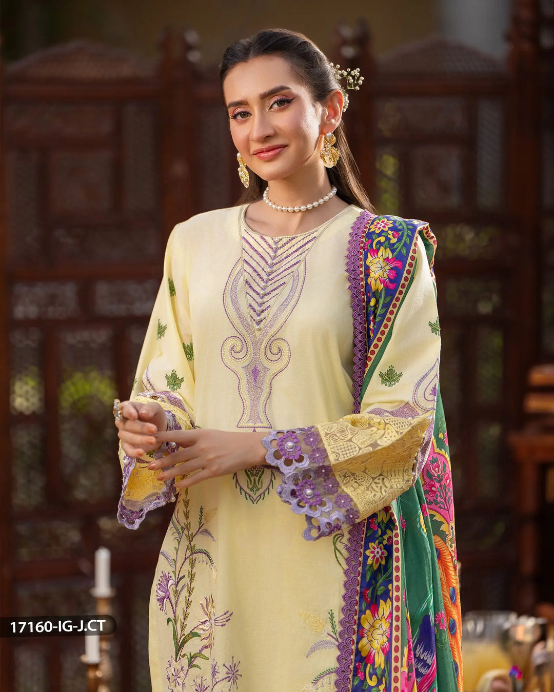 3 Piece Jacquard Cotton Suit | 17160-IG-J.CT - Sha Posh Textile