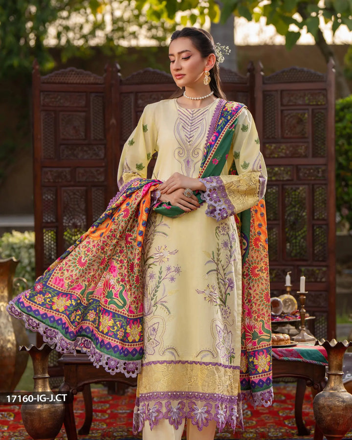 3 Piece Jacquard Cotton Suit | 17160-IG-J.CT - Sha Posh Textile