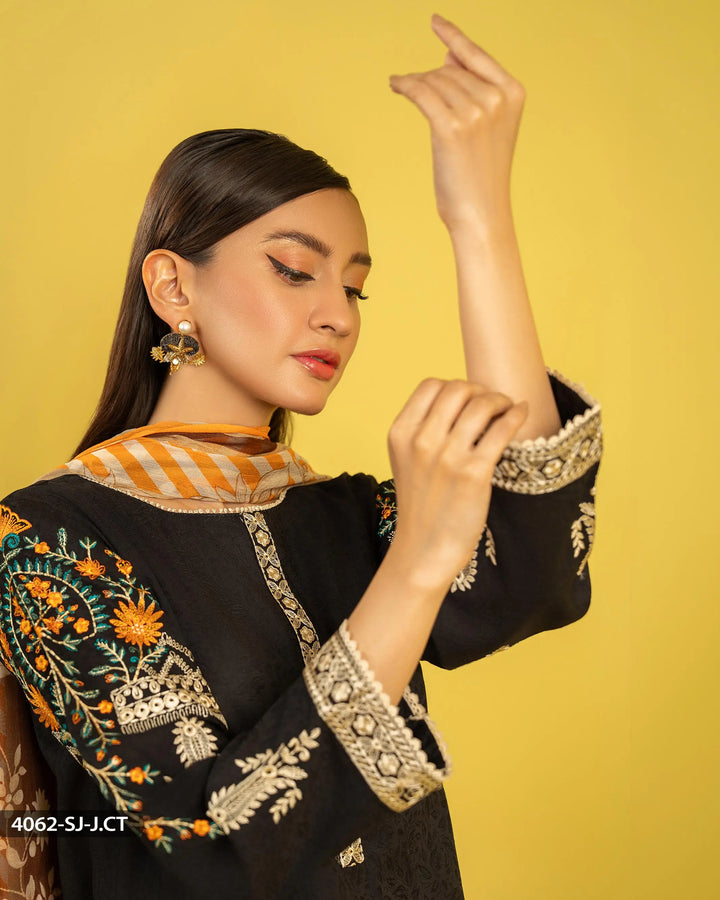 3 Piece Jacquard Cotton Suit | 4062-SJ-J.CT - Sha Posh Textile