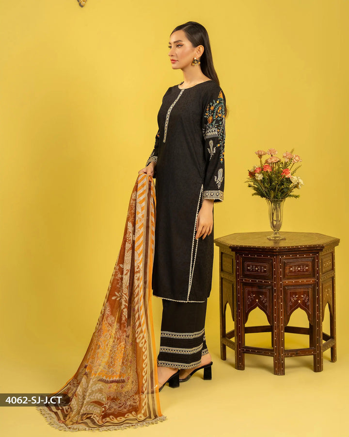 3 Piece Jacquard Cotton Suit | 4062-SJ-J.CT - Sha Posh Textile