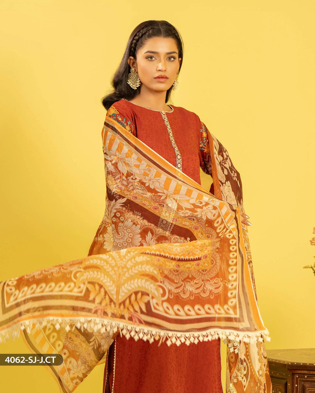 3 Piece Jacquard Cotton Suit | 4062-SJ-J.CT - Sha Posh Textile