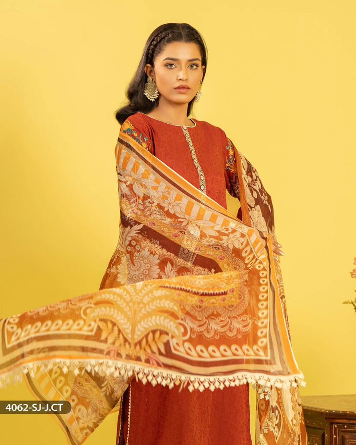 3 Piece Jacquard Cotton Suit | 4062-SJ-J.CT - Sha Posh Textile