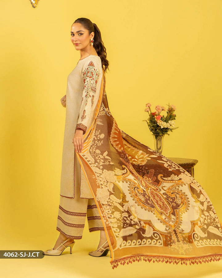3 Piece Jacquard Cotton Suit | 4062-SJ-J.CT - Sha Posh Textile