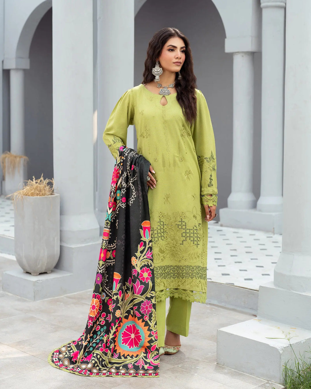 3 Piece - Karandi Embroidered Suit Unstitched | UNFF053-K.LN - Sha Posh Textile