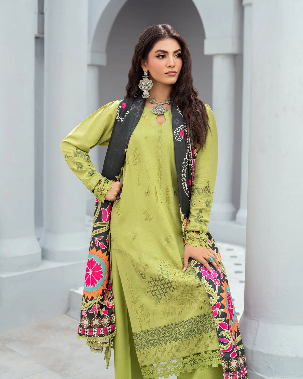3 Piece - Karandi Embroidered Suit Unstitched | UNFF053-K.LN - Sha Posh Textile