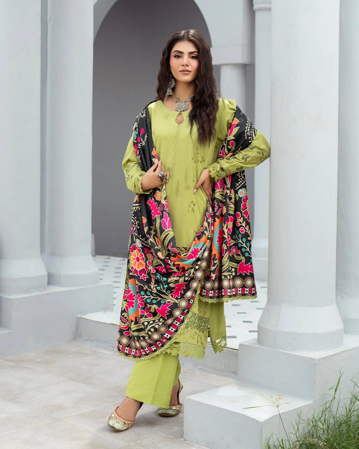 3 Piece - Karandi Embroidered Suit Unstitched | UNFF053-K.LN - Sha Posh Textile