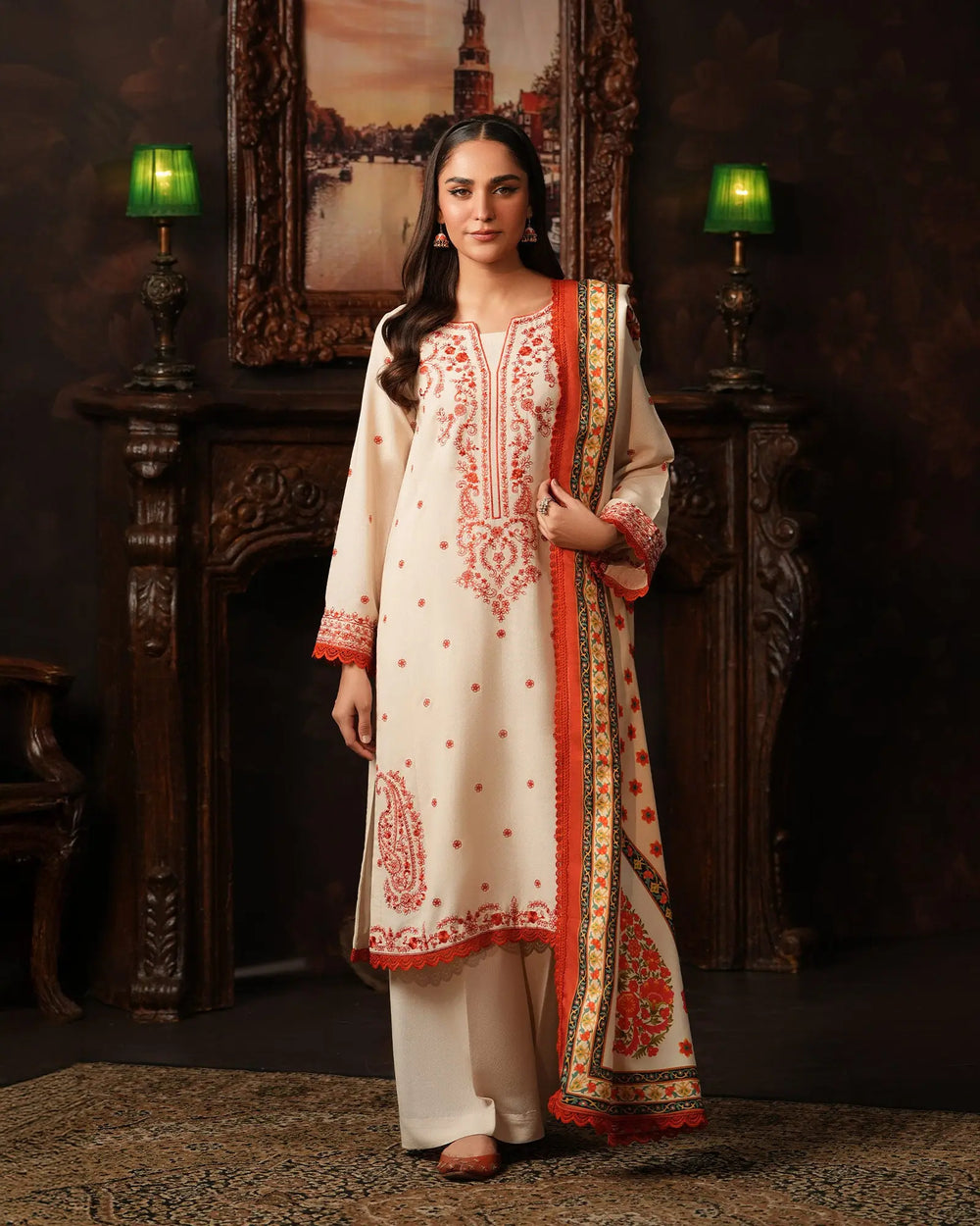3 Piece Karandi Linen Suit Stitched | 16348-IG-K.LN - Sha Posh Textile