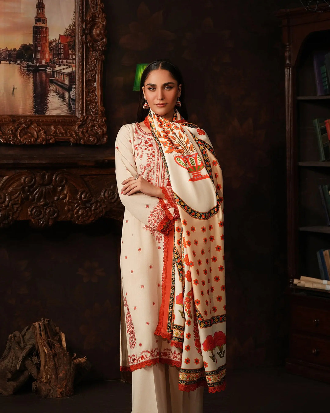 3 Piece Karandi Linen Suit Stitched | 16348-IG-K.LN - Sha Posh Textile