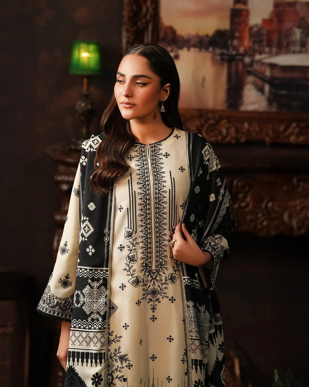 3 Piece Karandi Linen Suit Stitched | 16379-IG-K.LN - Sha Posh Textile