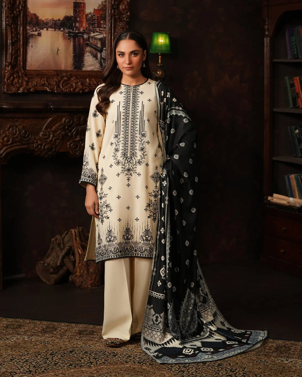 3 Piece Karandi Linen Suit Stitched | 16379-IG-K.LN - Sha Posh Textile