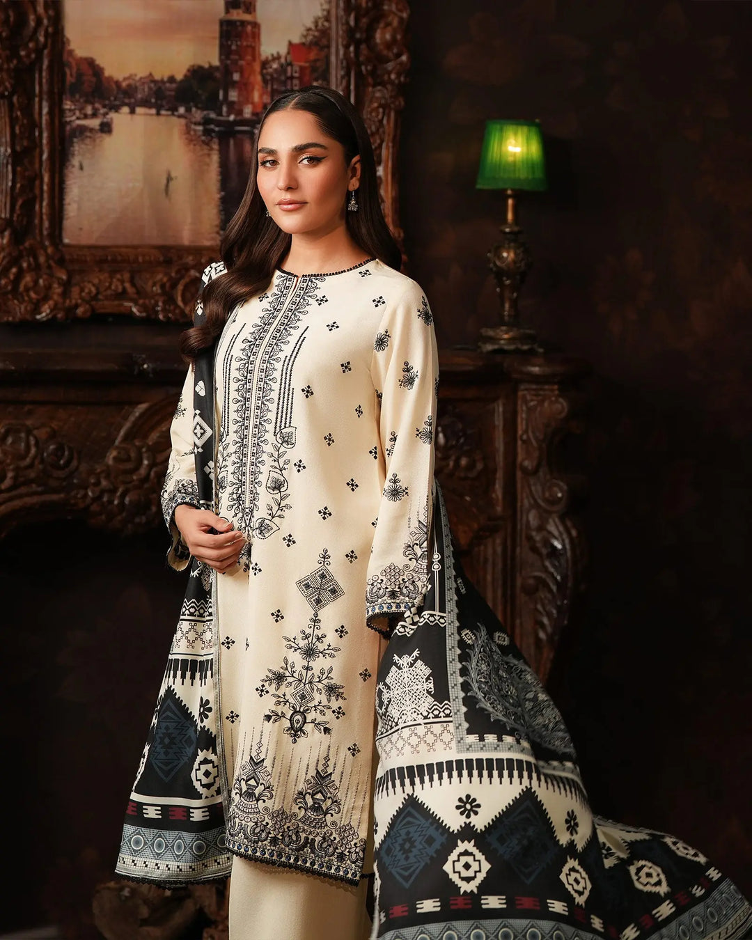 3 Piece Karandi Linen Suit Stitched | 16379-IG-K.LN - Sha Posh Textile