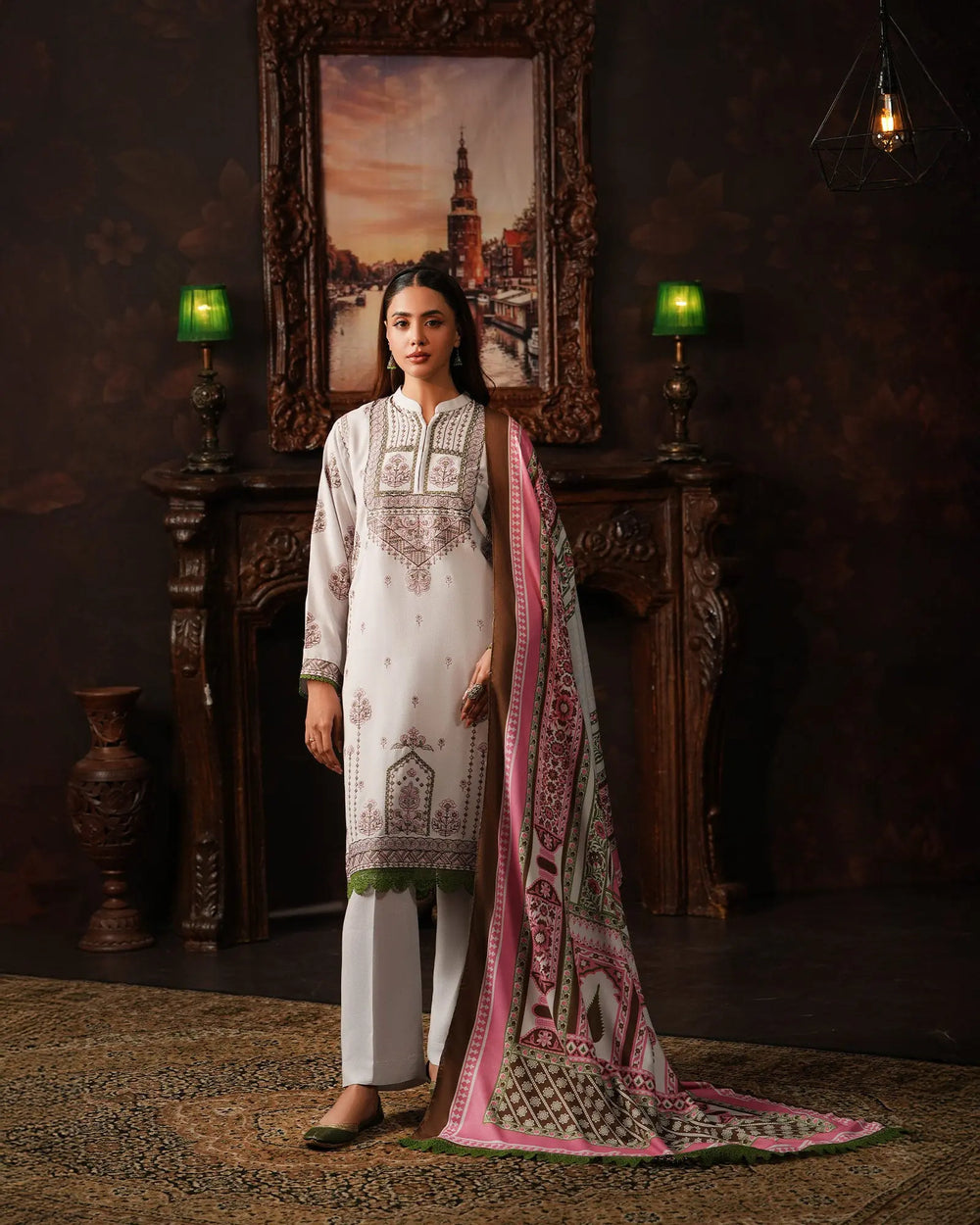 3 Piece Karandi Linen Suit Stitched | 16380-IG-K.LN - Sha Posh Textile
