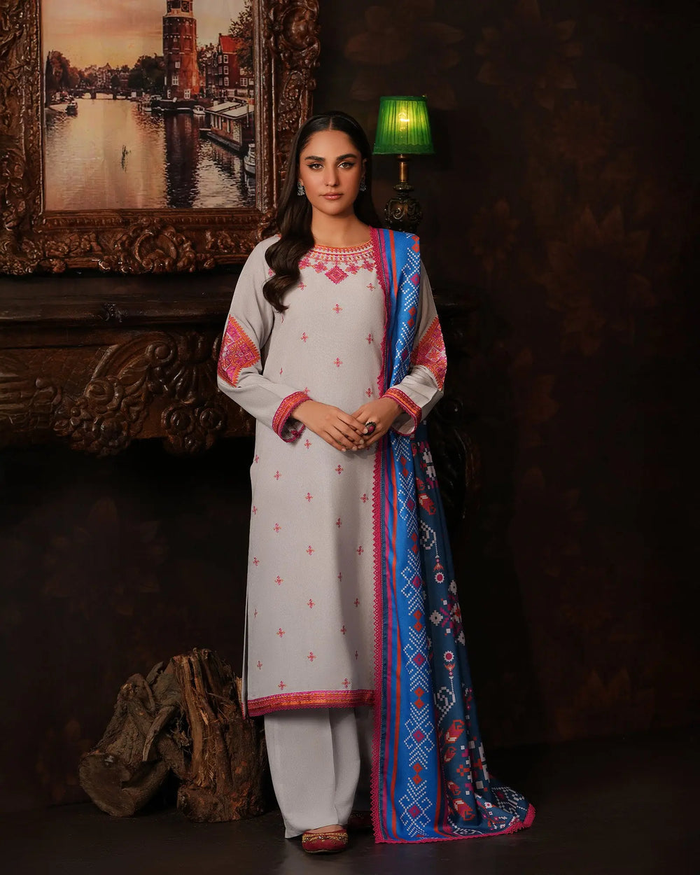 3 Piece Karandi Linen Suit Stitched | 16381-IG-K.LN - Sha Posh Textile