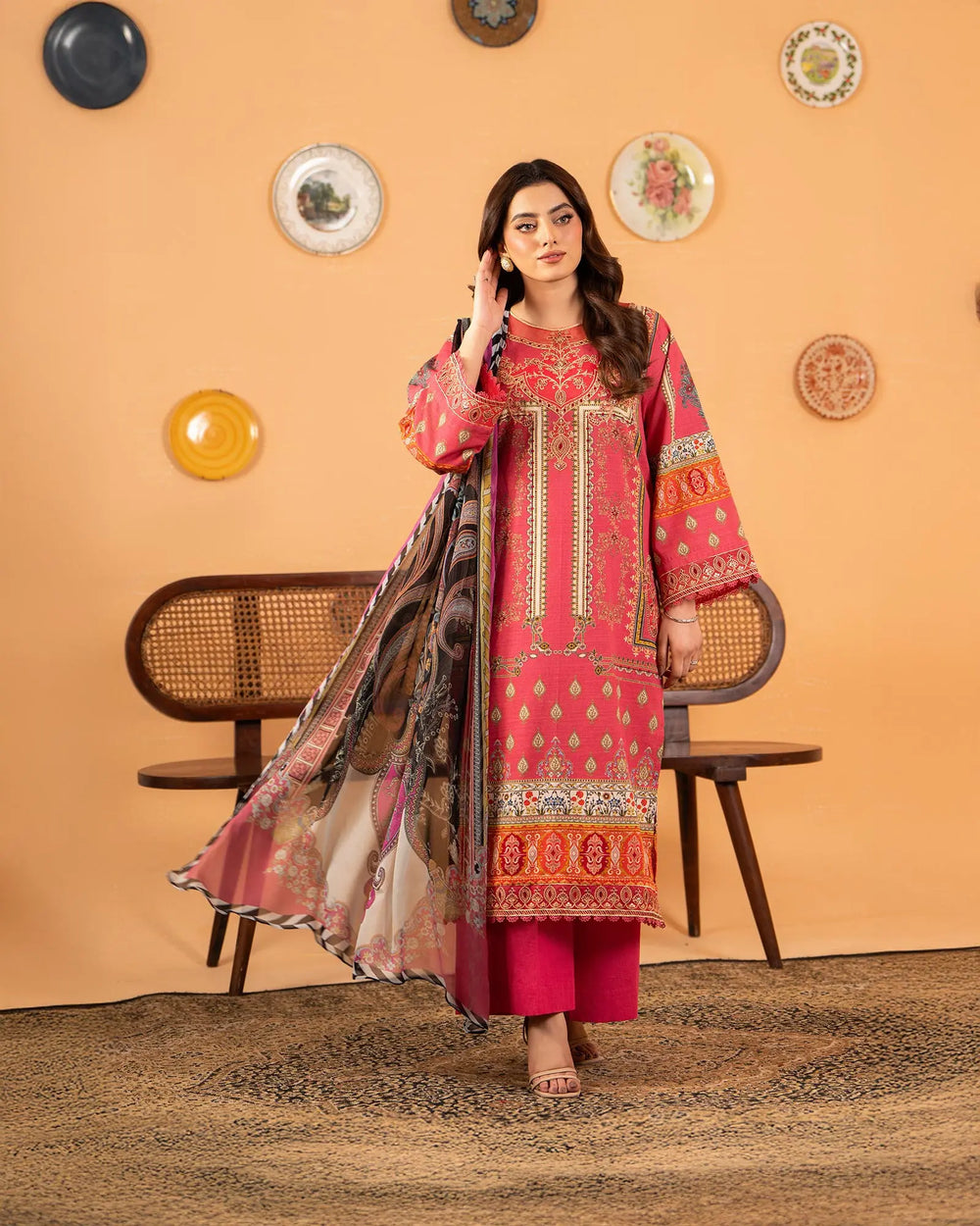 3 Piece Khaddar Suit Stitched | 16280-IG-KD - Sha Posh Textile