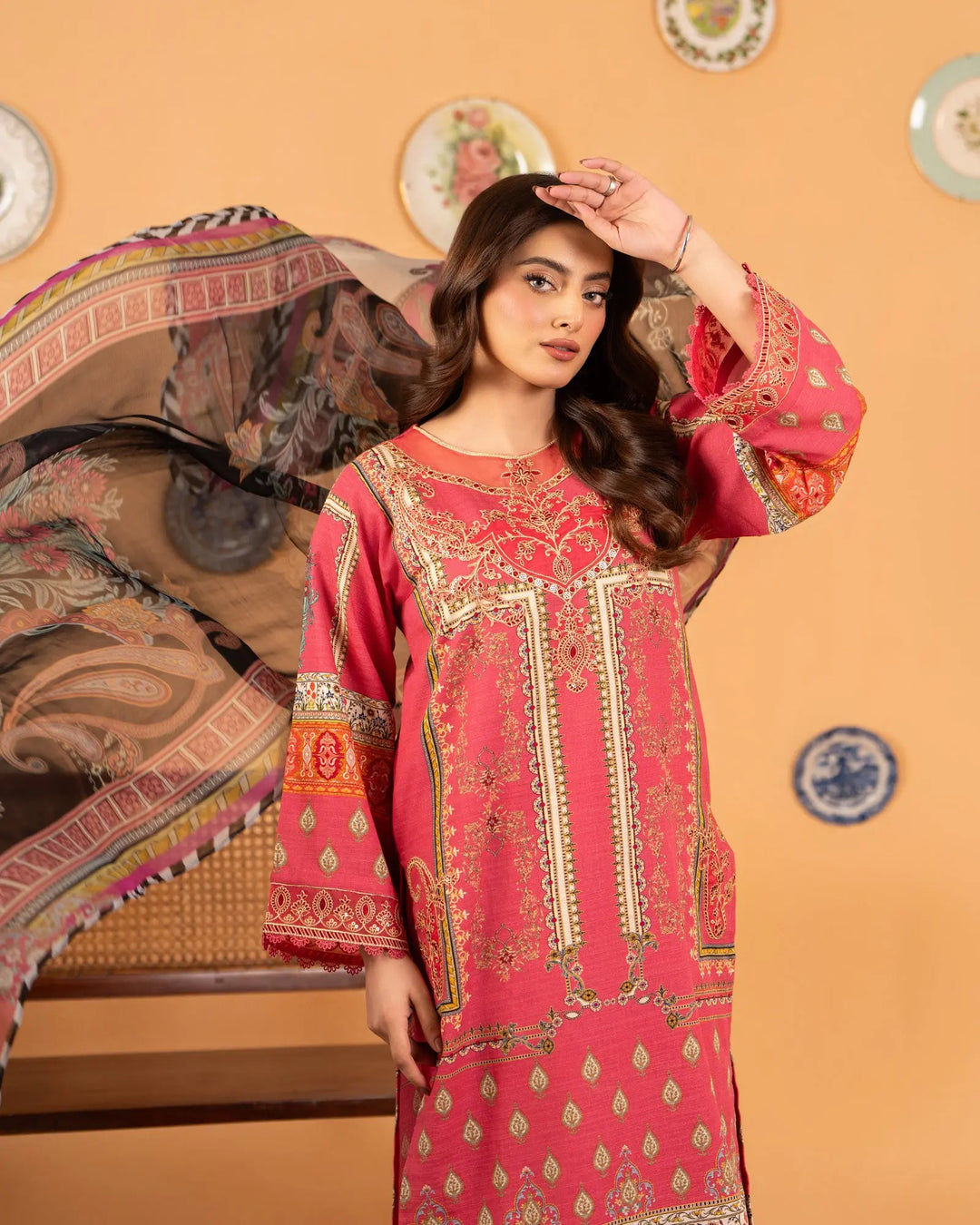 3 Piece Khaddar Suit Stitched | 16280-IG-KD - Sha Posh Textile