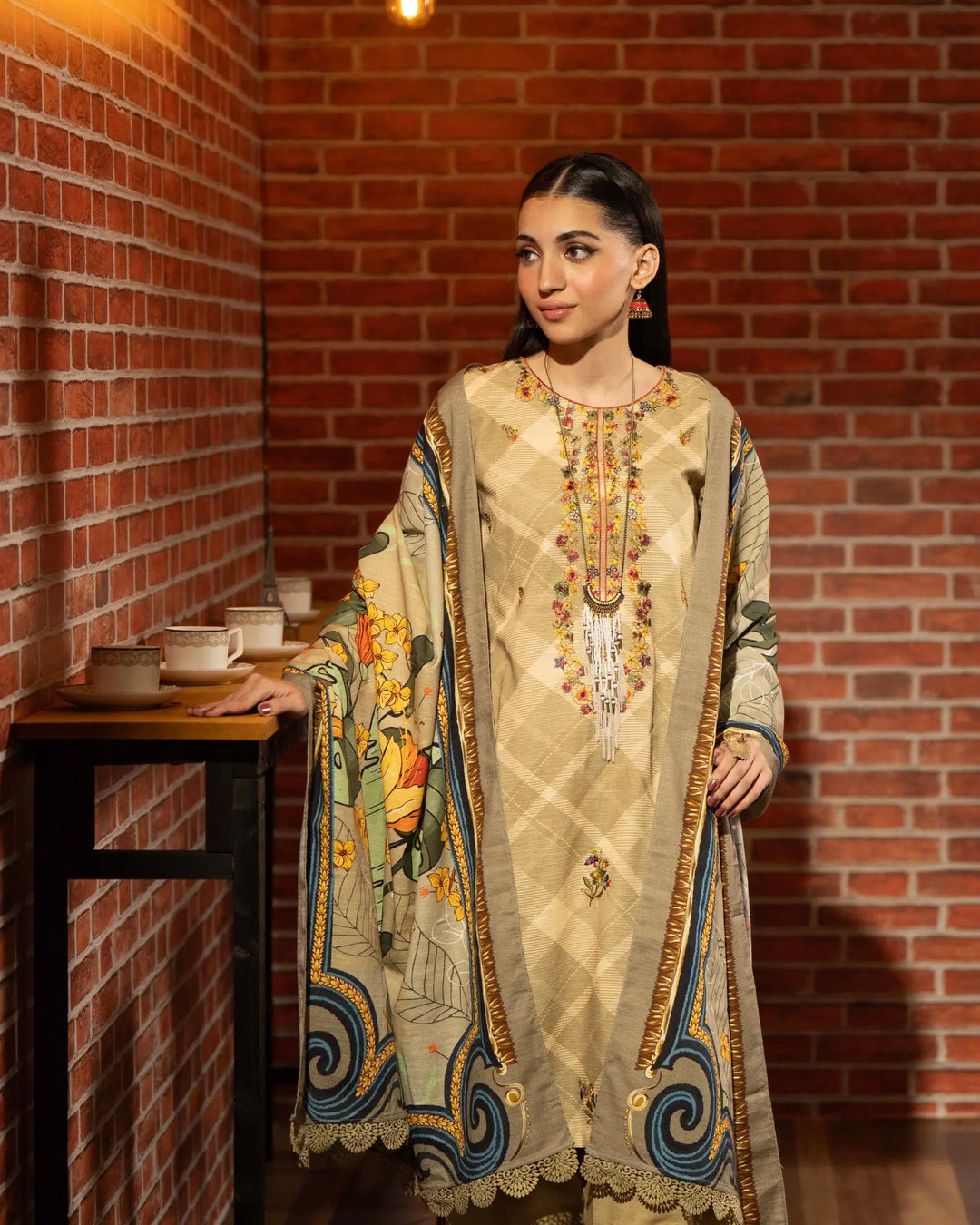 3 Piece Khaddar Suit Stitched | 16298-IG-KD - Sha Posh Textile
