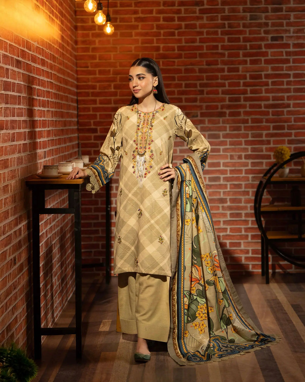 3 Piece Khaddar Suit Stitched | 16298-IG-KD - Sha Posh Textile