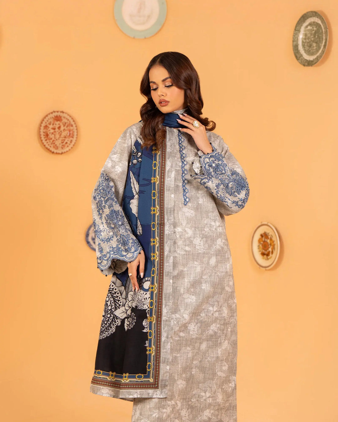 3 Piece Khaddar Suit Stitched | 16303-IG-KD - Sha Posh Textile