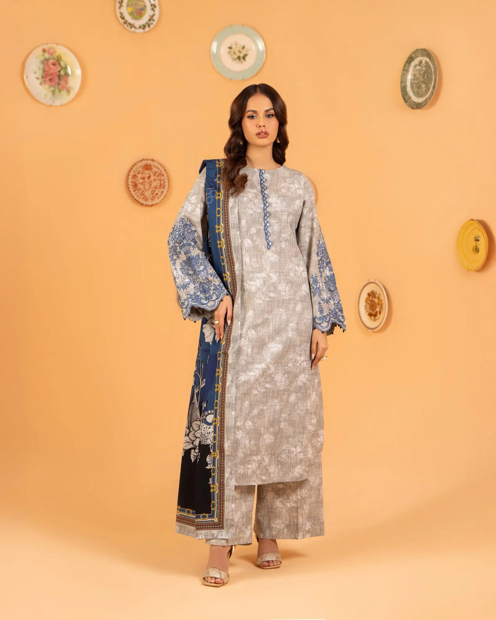 3 Piece Khaddar Suit Stitched | 16303-IG-KD - Sha Posh Textile