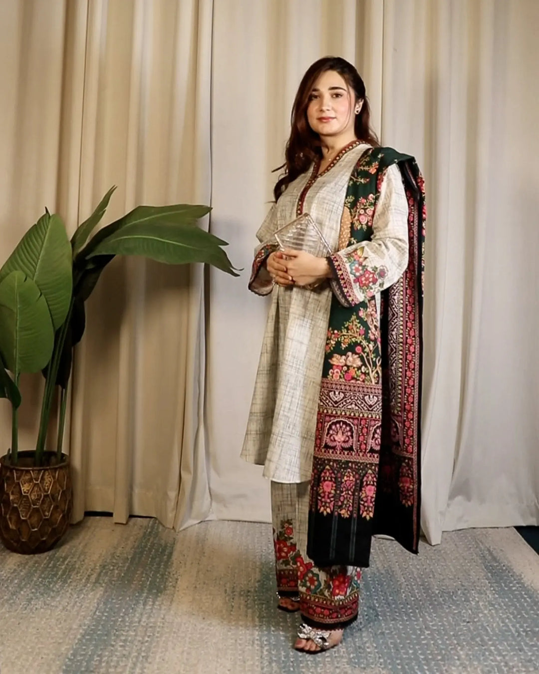 3 Piece Khaddar Suit Stitched | 16311-IG-KD Sha Posh Textile