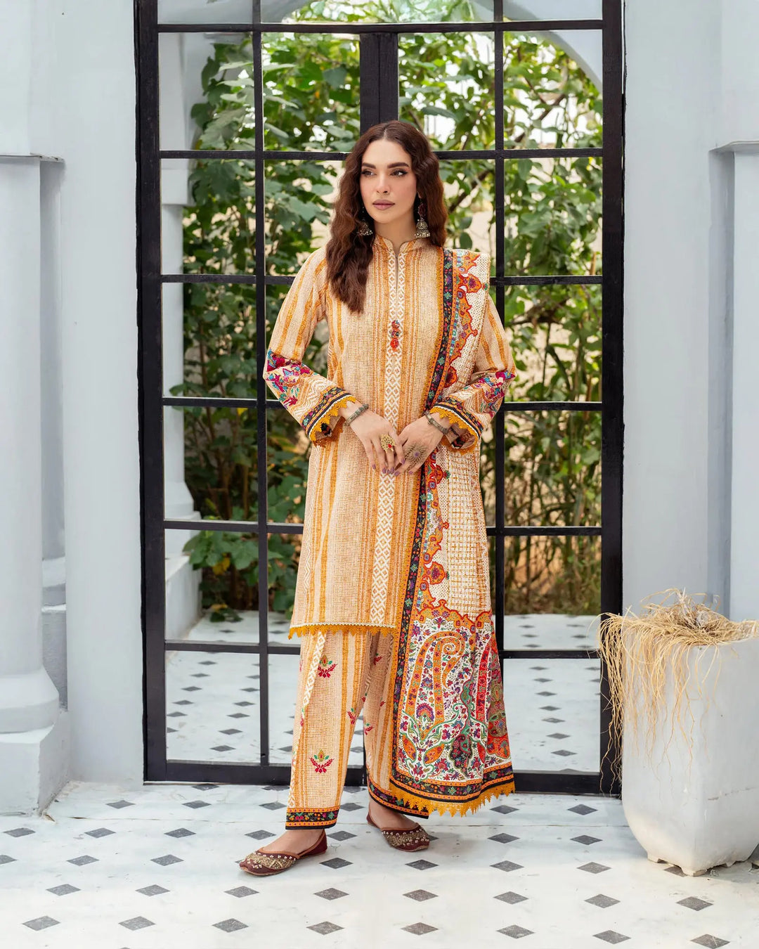3 Piece Khaddar Suit Stitched | 16342-IG-KD - Sha Posh Textile