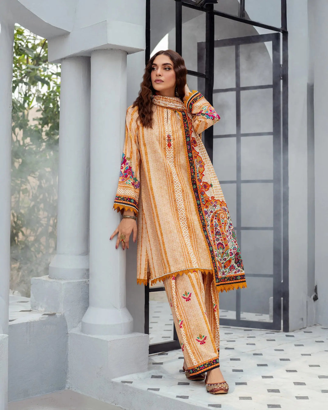 3 Piece Khaddar Suit Stitched | 16342-IG-KD - Sha Posh Textile