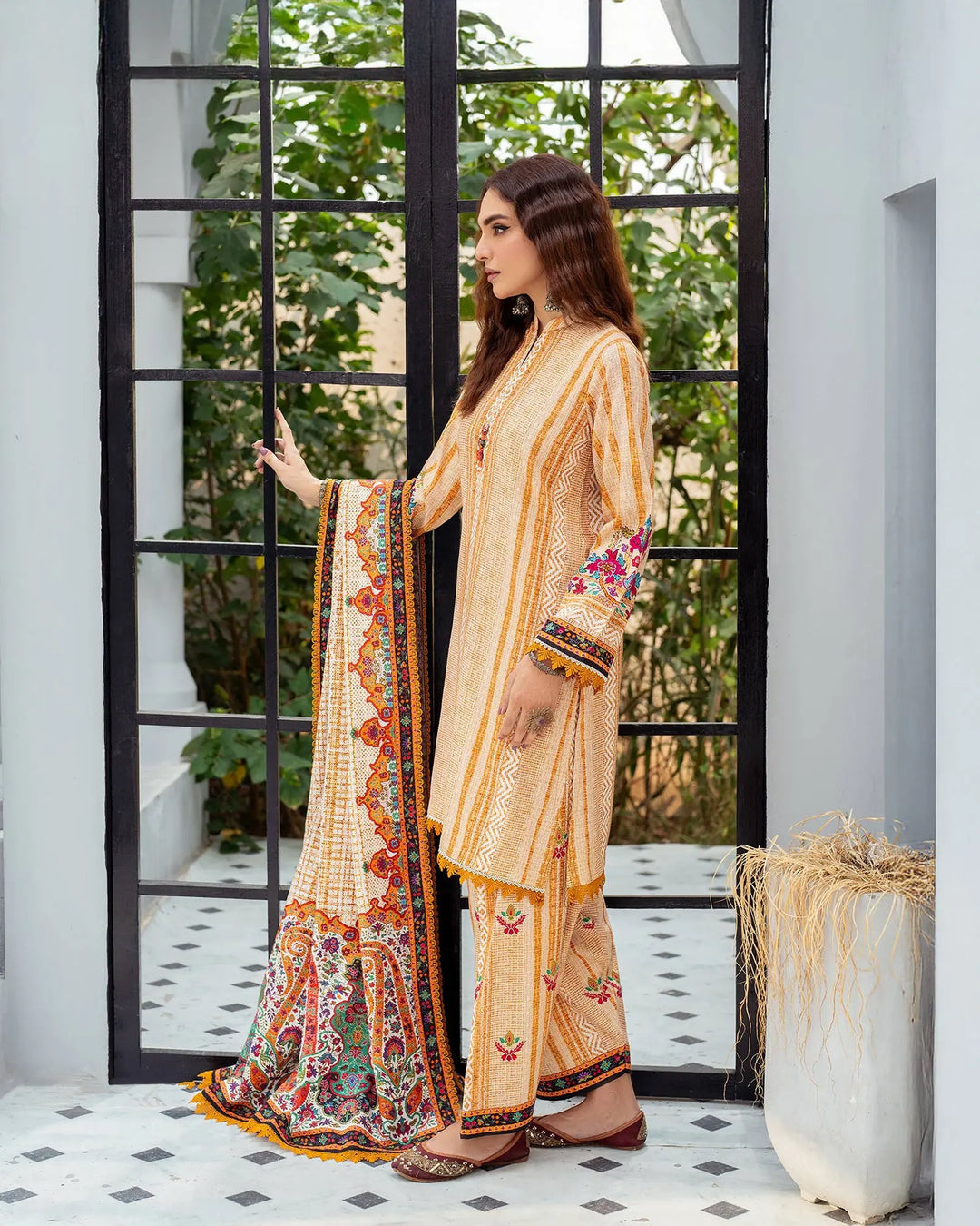3 Piece Khaddar Suit Stitched | 16342-IG-KD - Sha Posh Textile