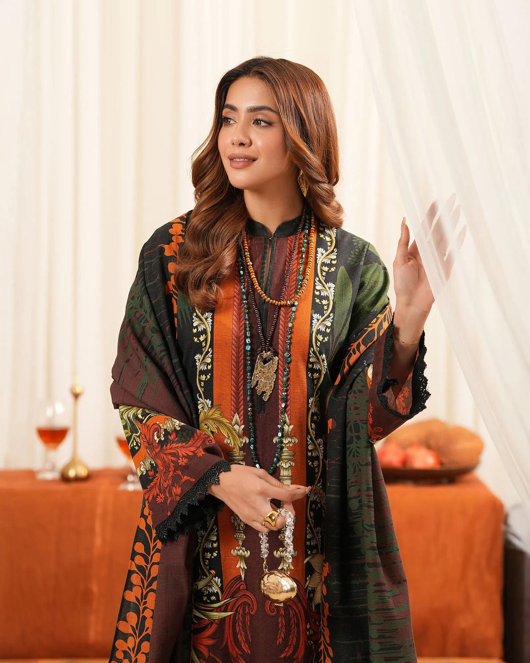 3 Piece Khaddar Suit Stitched | 16355-IG-KD - Sha Posh Textile
