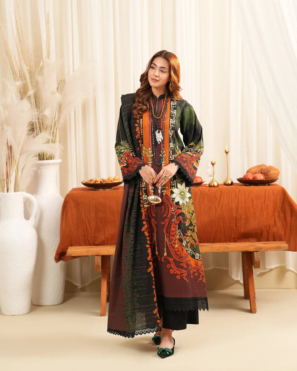 3 Piece Khaddar Suit Stitched | 16355-IG-KD - Sha Posh Textile