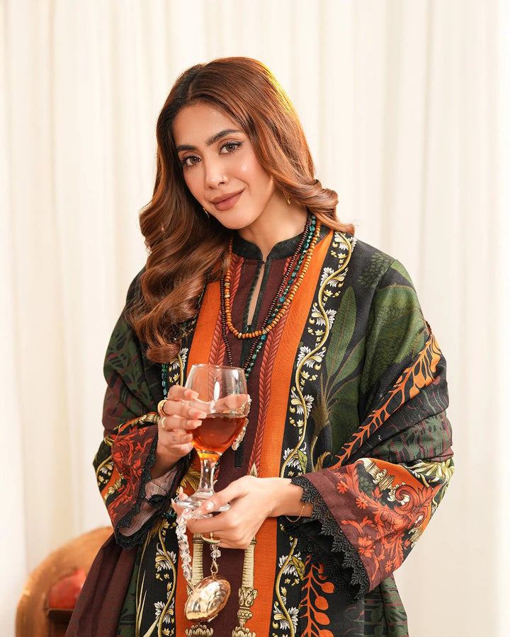 3 Piece Khaddar Suit Stitched | 16355-IG-KD - Sha Posh Textile