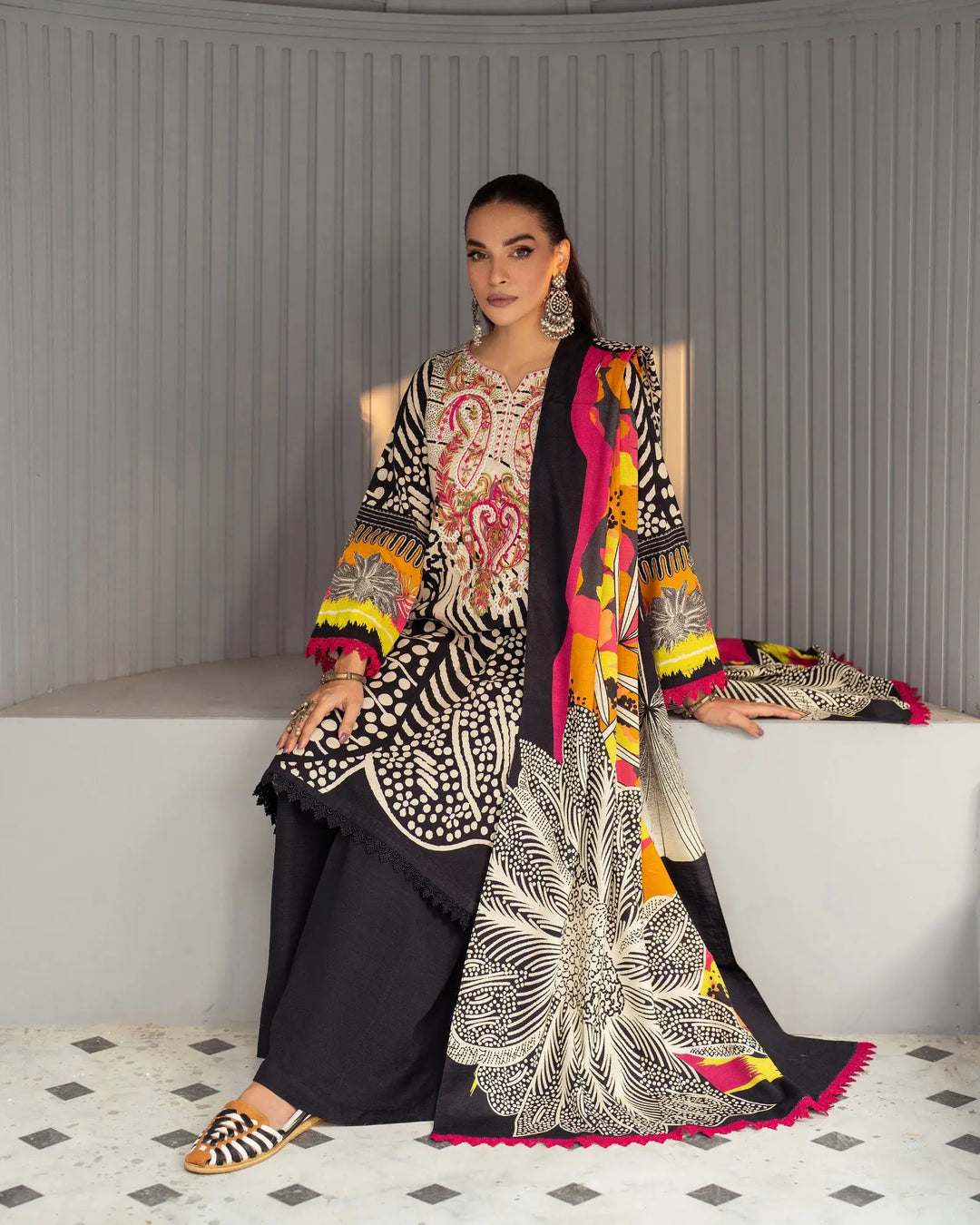 3 Piece Khaddar Suit Stitched | 16377-IG-KD - Sha Posh Textile