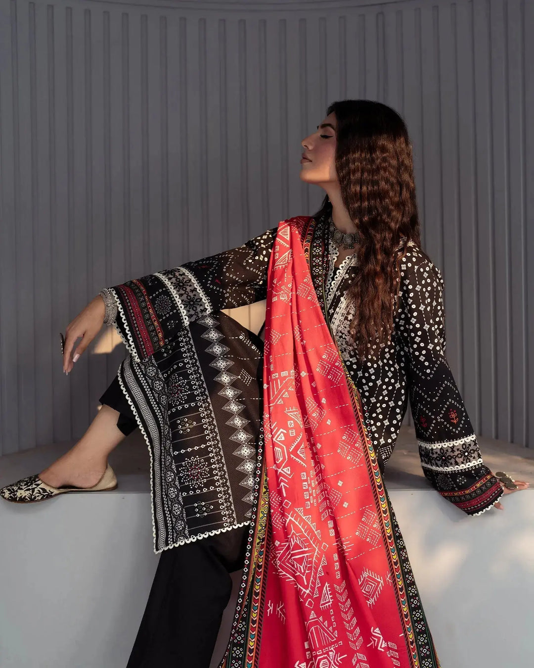 3 Piece Khaddar Suit Stitched | 16396-IG-KD - Sha Posh Textile