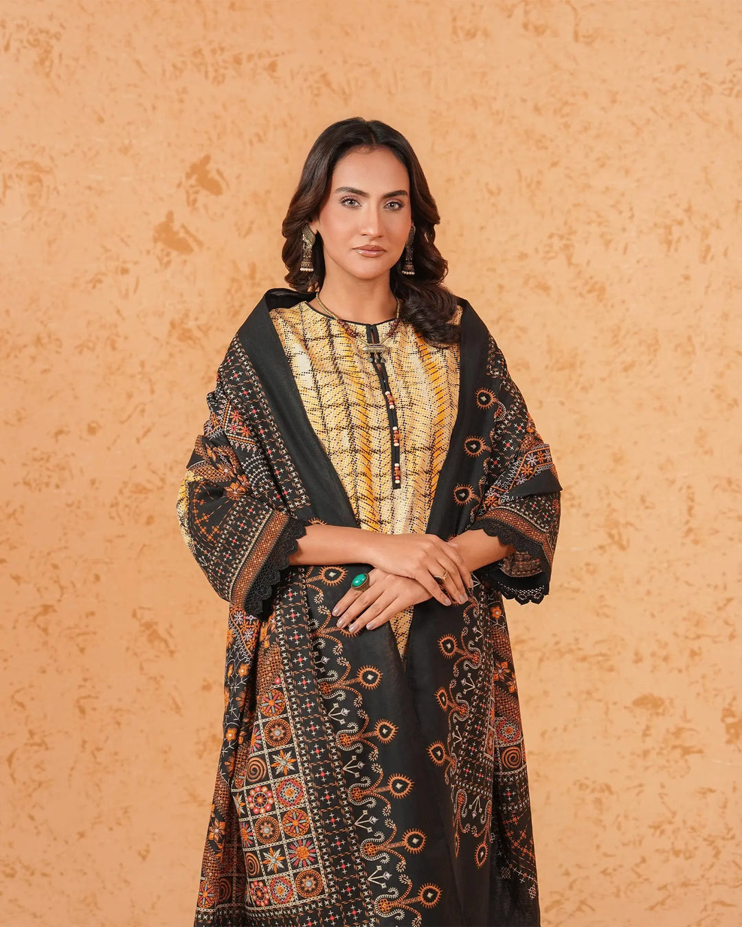 3 Piece Khaddar Suit Stitched | 16402-IG-KD - Sha Posh Textile