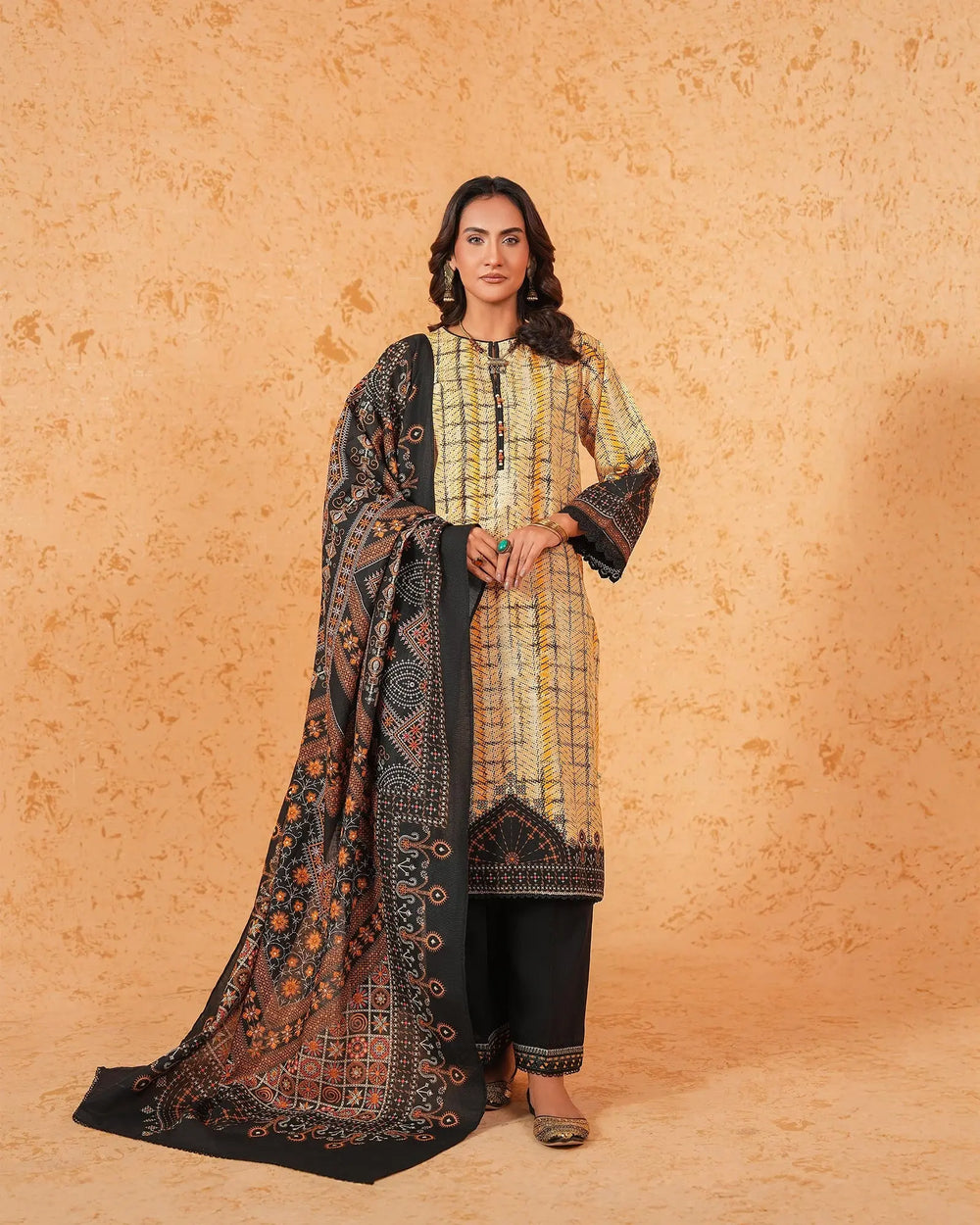 3 Piece Khaddar Suit Stitched | 16402-IG-KD - Sha Posh Textile