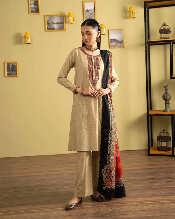 3 Piece Khaddar Suit Stitched | 16304-IG-KD - Sha Posh Textile