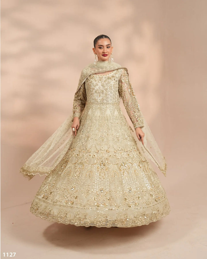 3 Piece Net Maxi Stitched | 1127-ST-NT - Sha Posh Textile