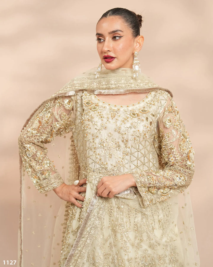 3 Piece Net Maxi Stitched | 1127-ST-NT - Sha Posh Textile