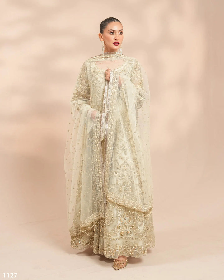 3 Piece Net Maxi Stitched | 1127-ST-NT - Sha Posh Textile