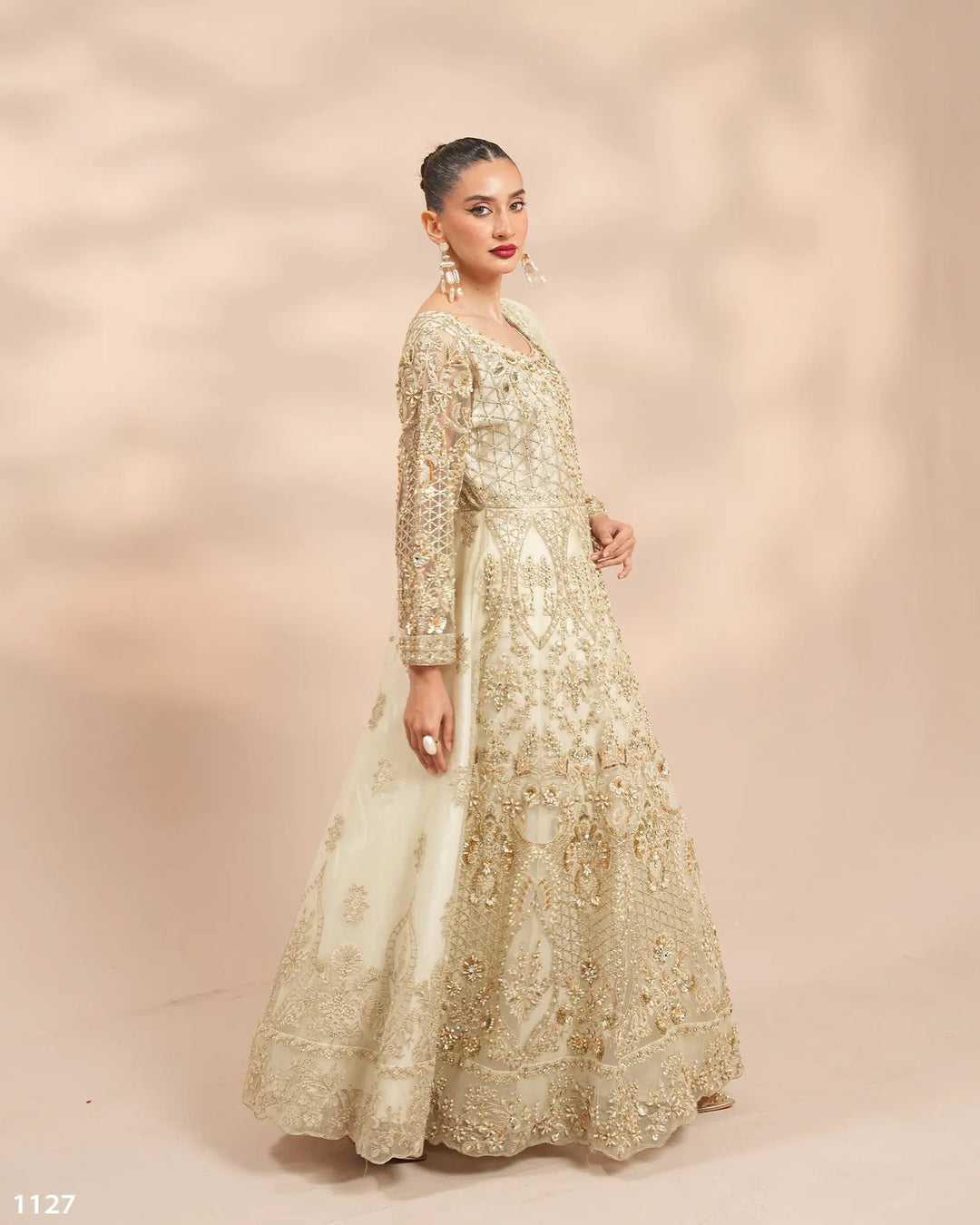 3 Piece Net Maxi Stitched | 1127-ST-NT - Sha Posh Textile