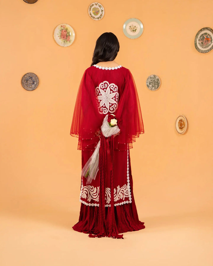 3 Piece Net Suit Stitched | 9708-IG-NT - Sha Posh Textile