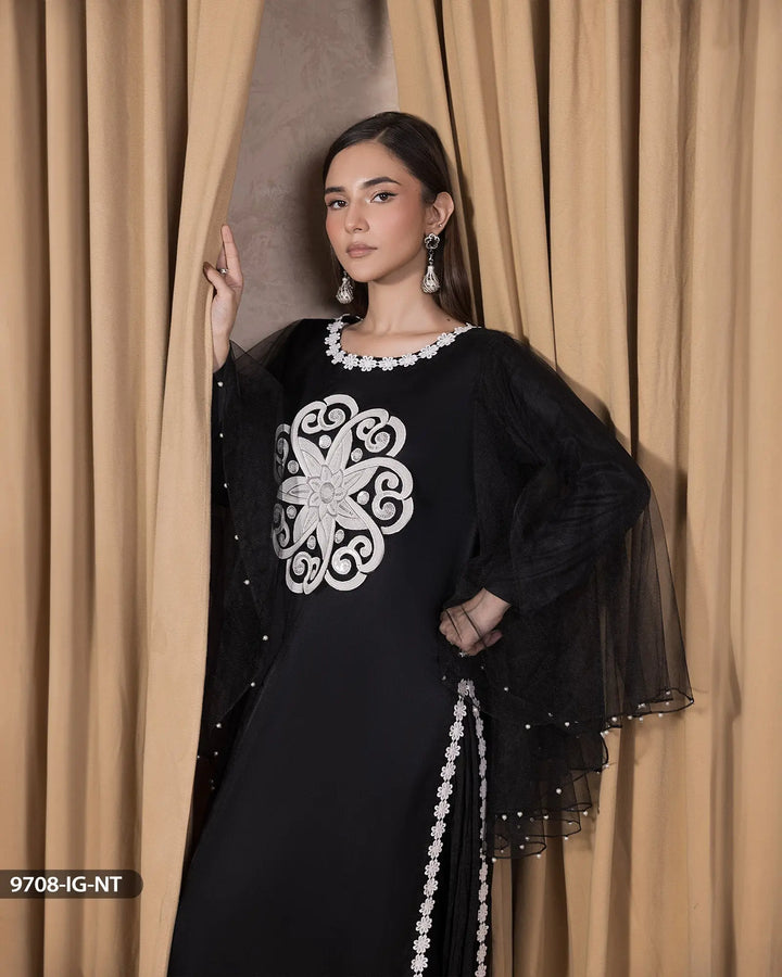 3 Piece Net Suit Stitched | 9708-IG-NT - Sha Posh Textile