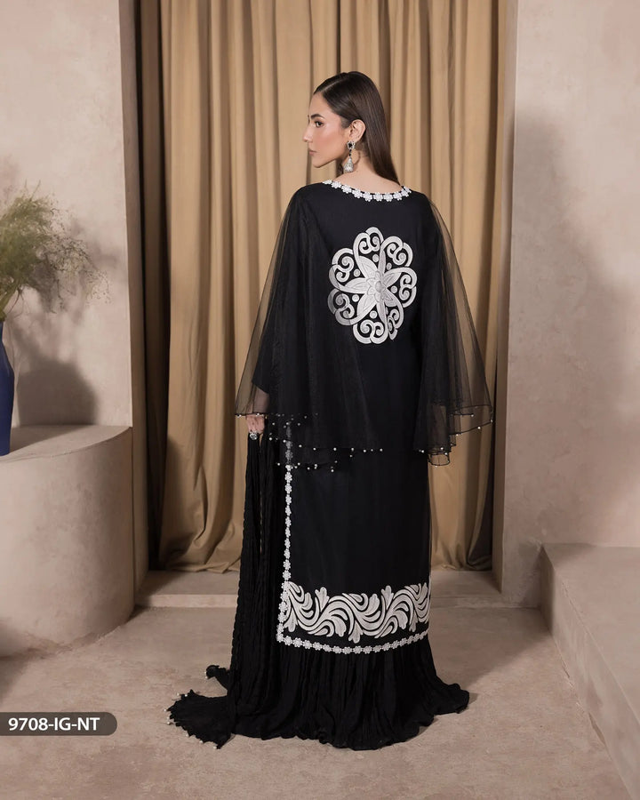 3 Piece Net Suit Stitched | 9708-IG-NT - Sha Posh Textile
