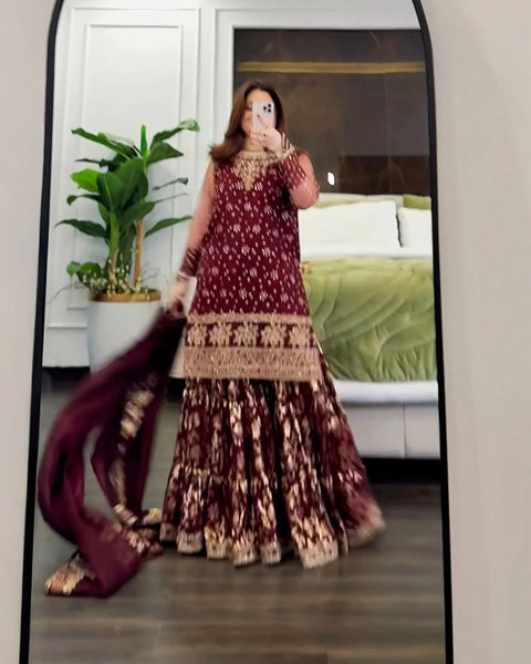 3 Piece Organza Suit Stitched | 419-AR-ORZ - Sha Posh Textile