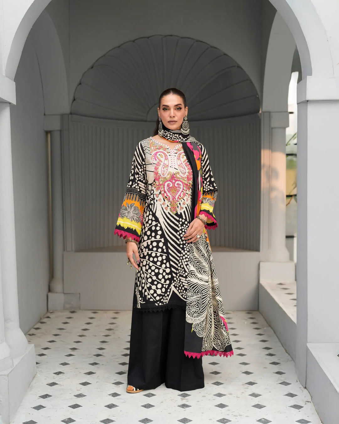 3 Piece - Printed Embroidered Khaddar Suit Unstitched | UNFF019 - Sha Posh Textile