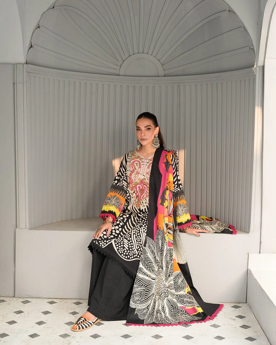 3 Piece - Printed Embroidered Khaddar Suit Unstitched | UNFF019 - Sha Posh Textile