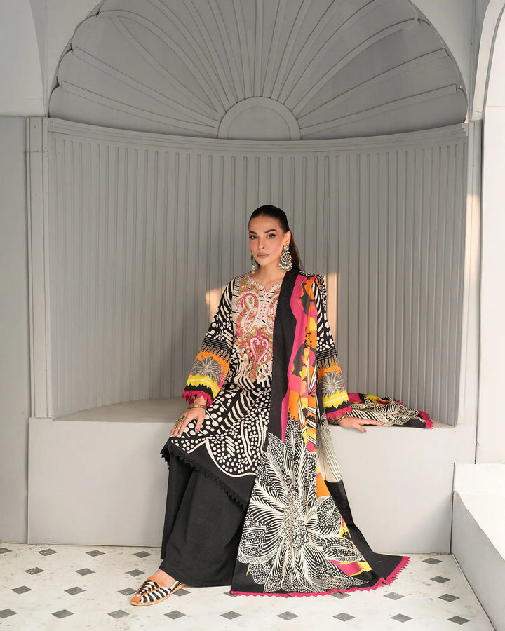 3 Piece - Printed Embroidered Khaddar Suit Unstitched | UNFF019 - Sha Posh Textile