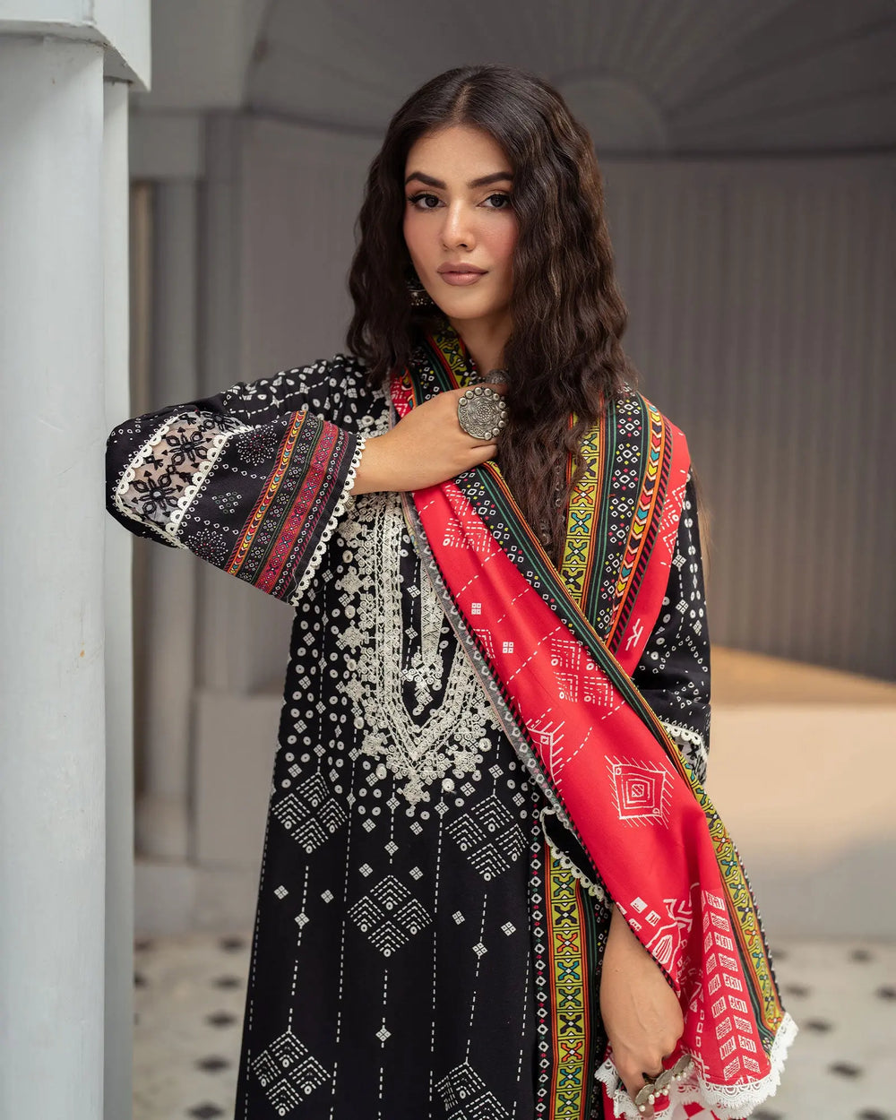 3 Piece - Printed Embroidered Khaddar Suit Unstitched | UNFF033-KD - Sha Posh Textile