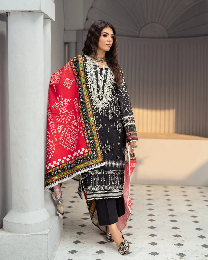 3 Piece - Printed Embroidered Khaddar Suit Unstitched | UNFF033-KD - Sha Posh Textile