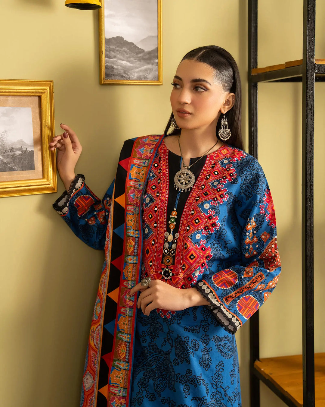 3 Piece - Printed Embroidered Khaddar Suit Unstitched | UNFF035-KD - Sha Posh Textile