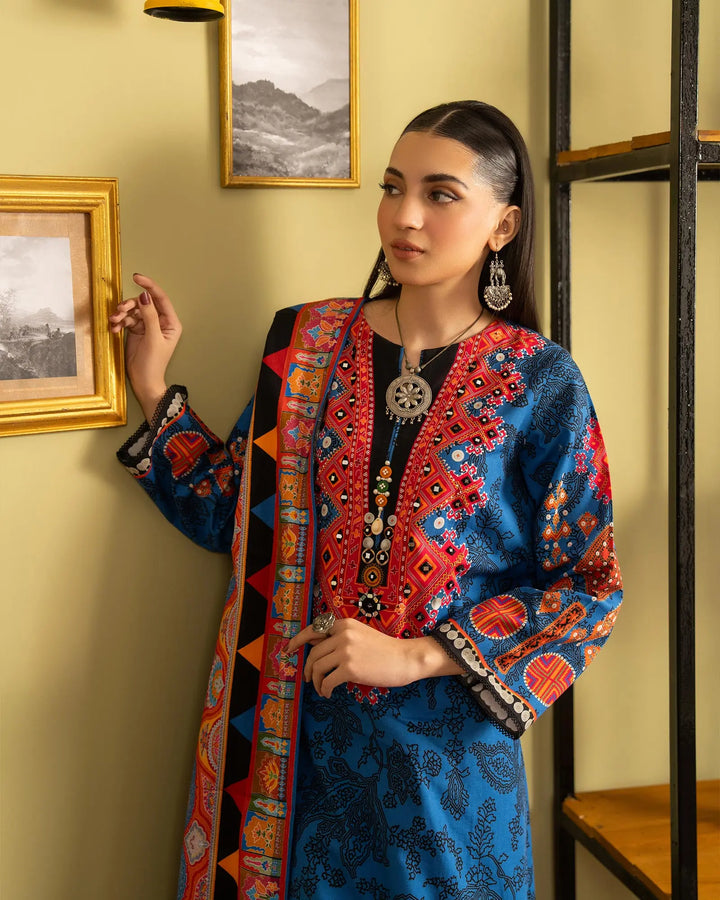 3 Piece - Printed Embroidered Khaddar Suit Unstitched | UNFF035-KD - Sha Posh Textile